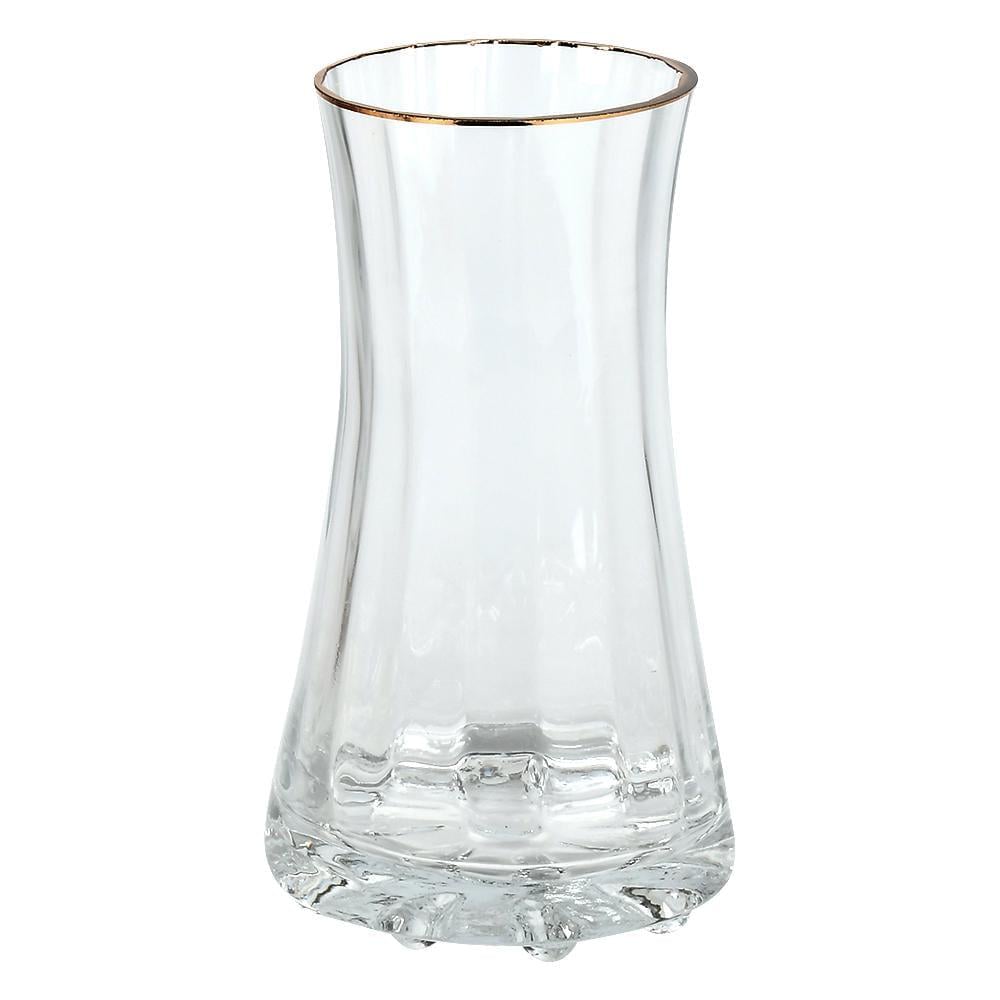 Ваза скляна Stenson Glass 3х24 см золота окантовка Прозорий (R95340)