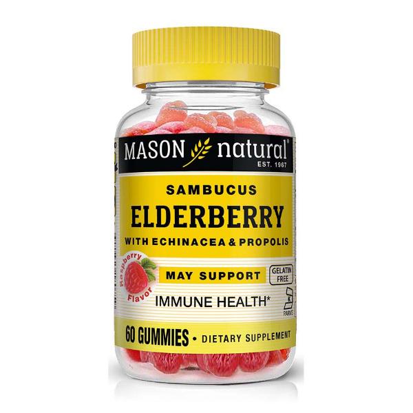 Суміш екстрактів Mason Natural Elderberry With Echinacea&Propolis 60 Gummies Raspberry