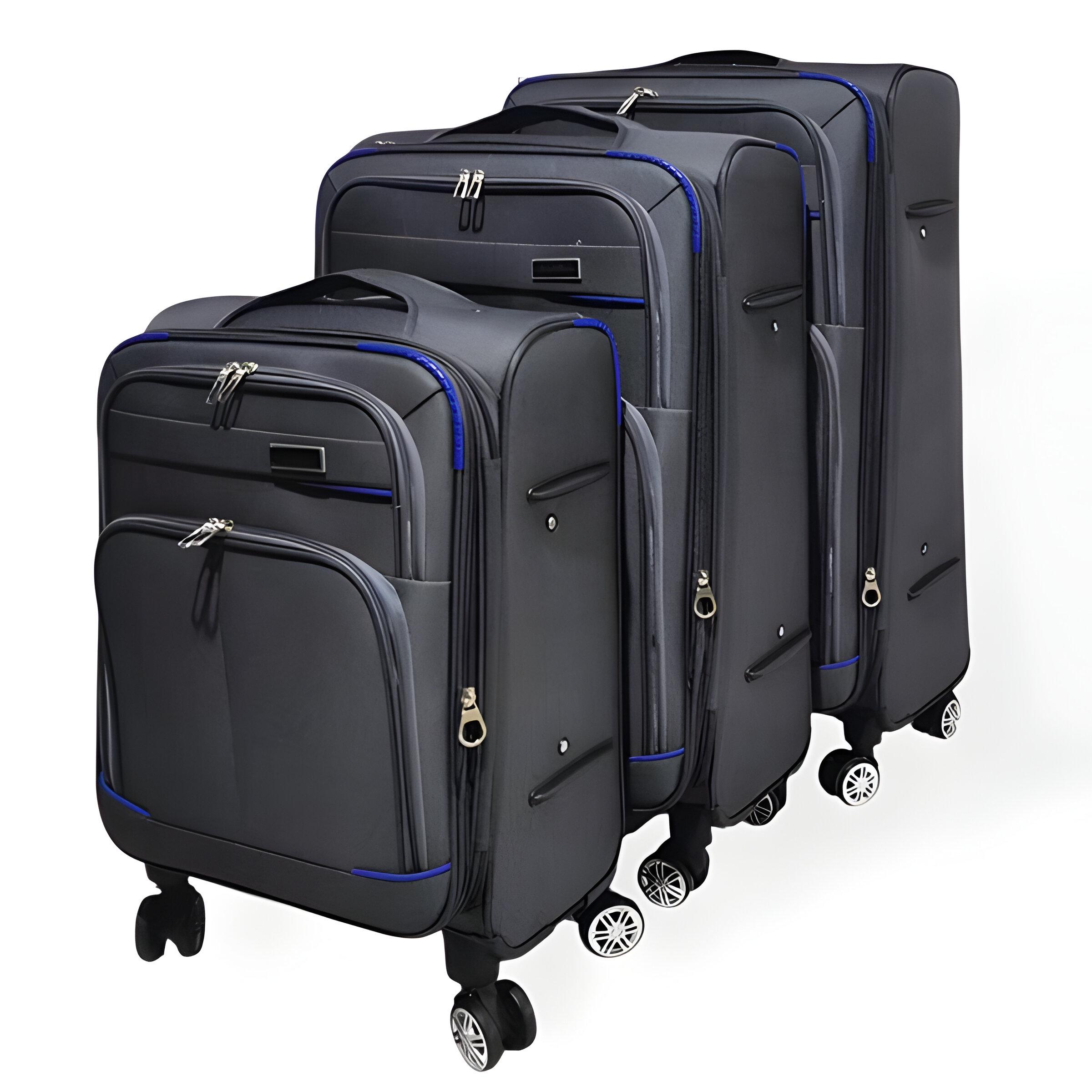 Набір валіз тканинних 3в1 з кодовим замком і телескопічною ручкою Сірий (80-3M)