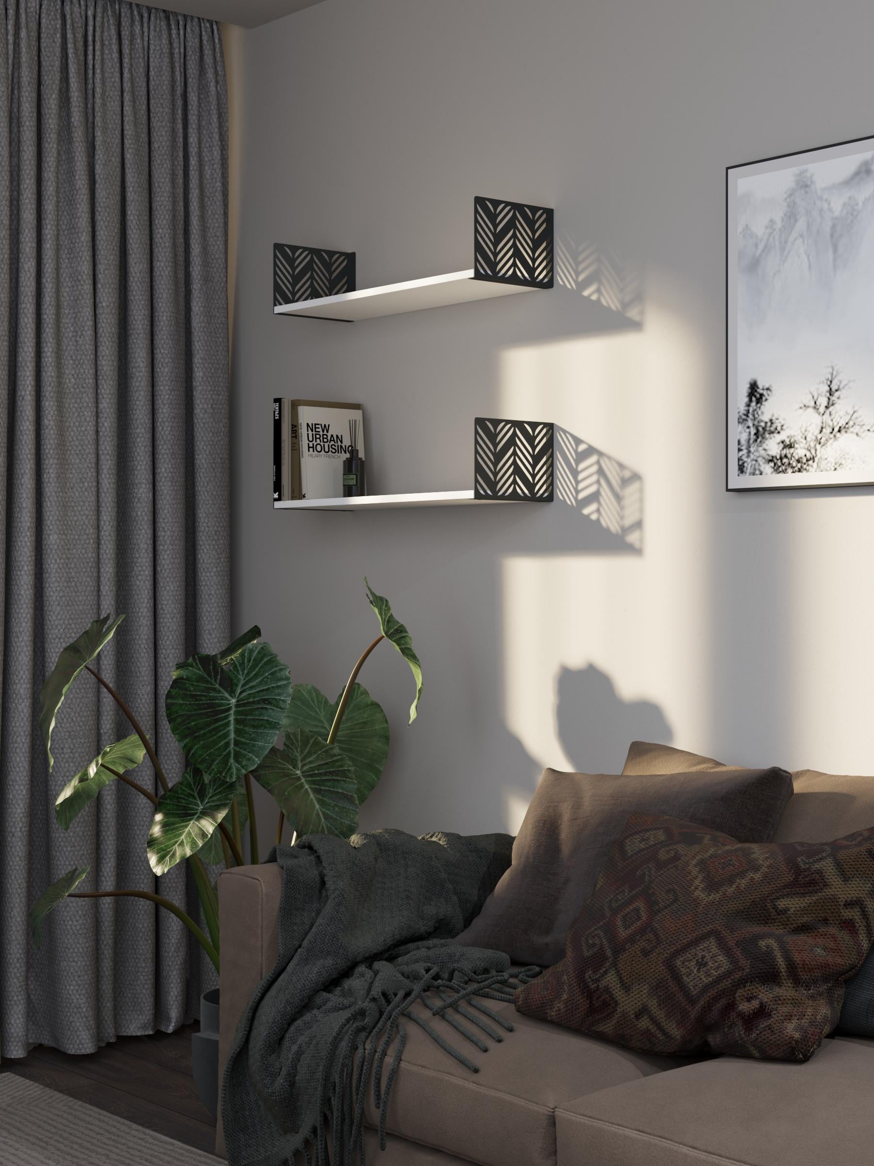 Полка навесная из ЛДСП 17х90х22 см Антрацит/Белый (381014)