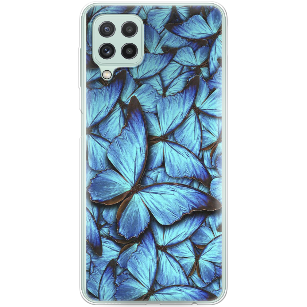 Чехол Boxface Samsung M225 Galaxy M22 лазурные бабочки Прозрачный силикон (43528-up1550-42748)