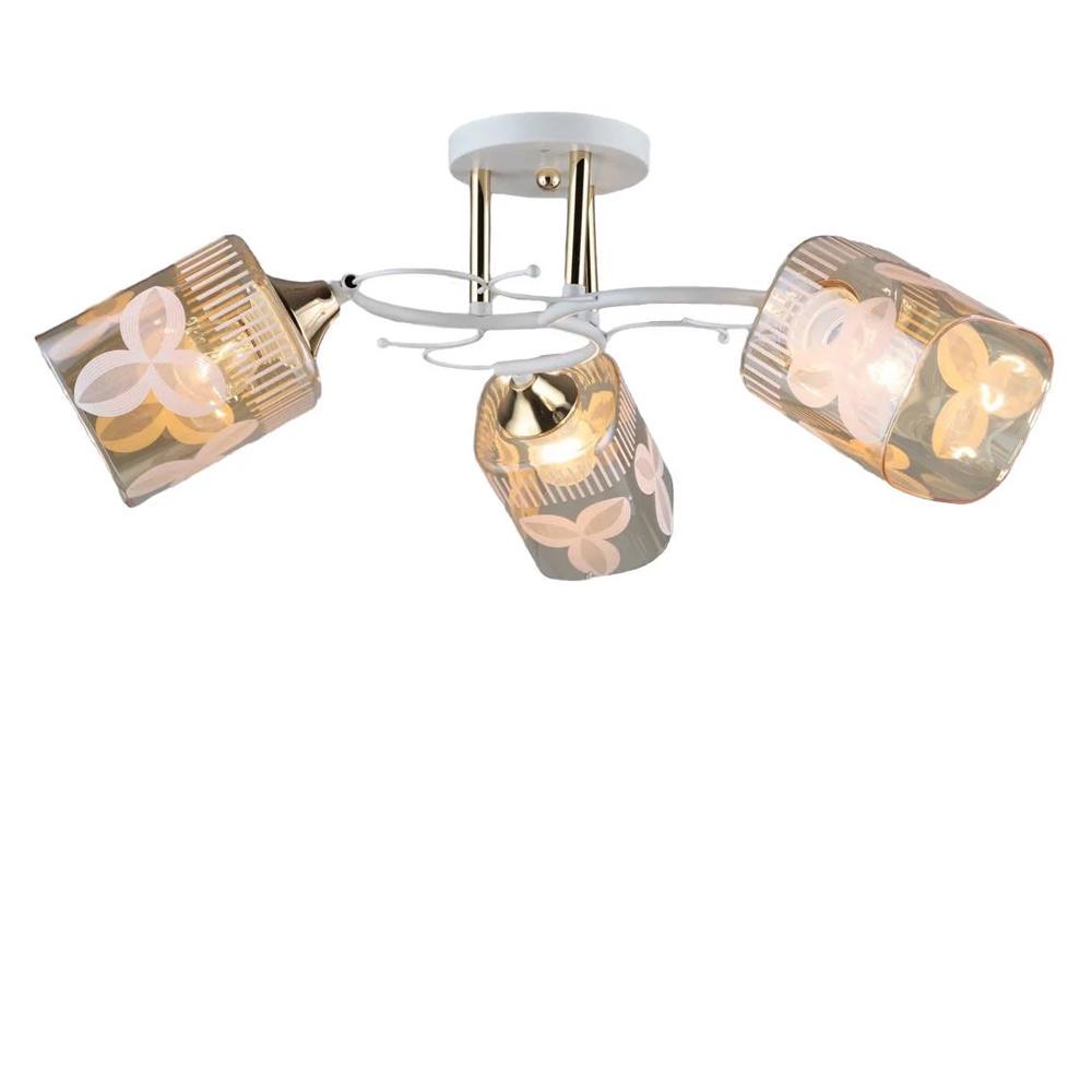 Люстра потолочная Light House SR-19327/3 FGD/WT E27 600х220 мм Золотой/Белый