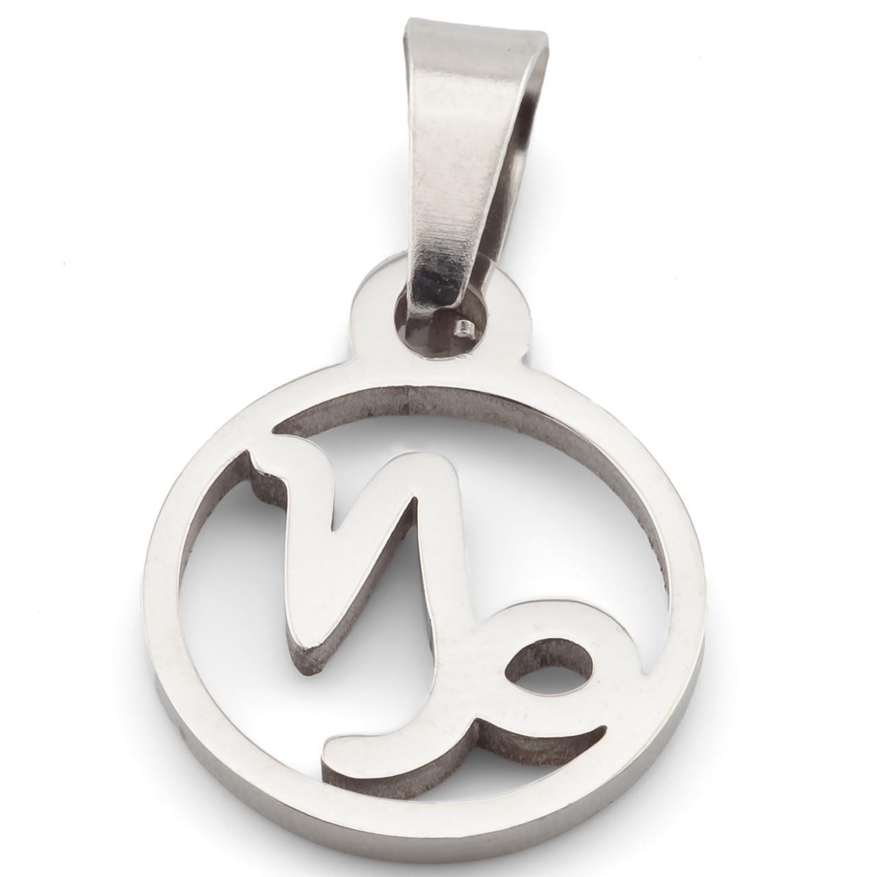 Підвіска знак зодіаку Козеріг з нержавіючої сталі для біжутерії 18х11х0,5 мм Платиновий (БК1118з10)