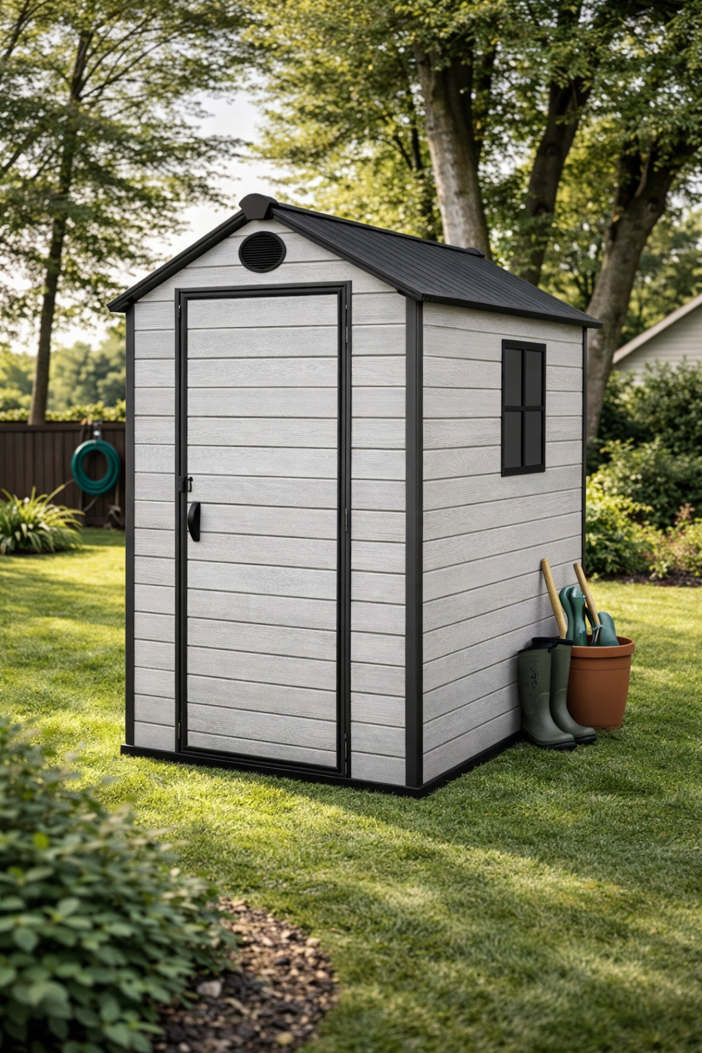 Хозблок-сарай пластиковый BKS 4х6FT с двускатной крышей 2240х1470х1970 мм Хозблок-сарай пластиковый BKS 4х6FT с двускатной крышей 2240х1470х1970 мм