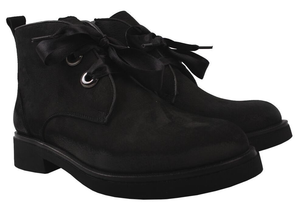 Ботинки Donna Ricco на низком ходу женские из нубука р. 39 Черный (461-9DHC)