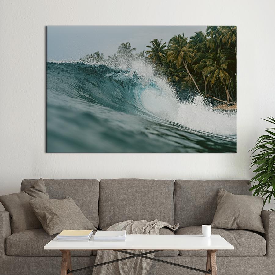 Настенний декор Большая волна на фоне пальм 80x54 см (1849-1)