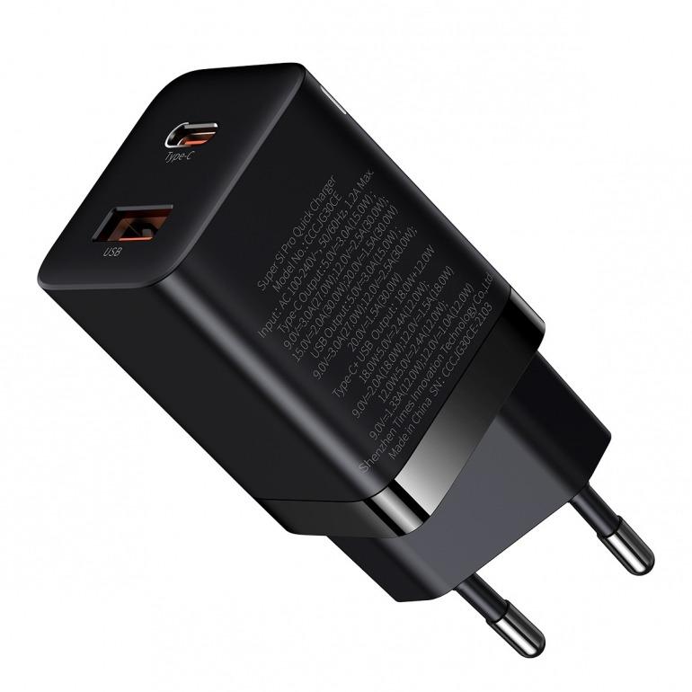 Сетевое зарядное устройство Baseus Super Si Pro Quick Charger Type-C+USB 30W - фото 4