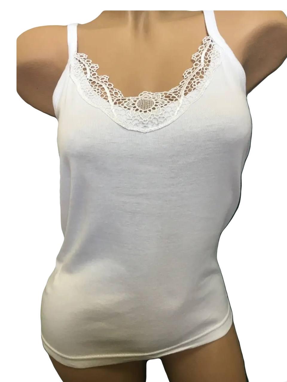 Майка женская 3010 с кружевом на тонких бретелях 2XL