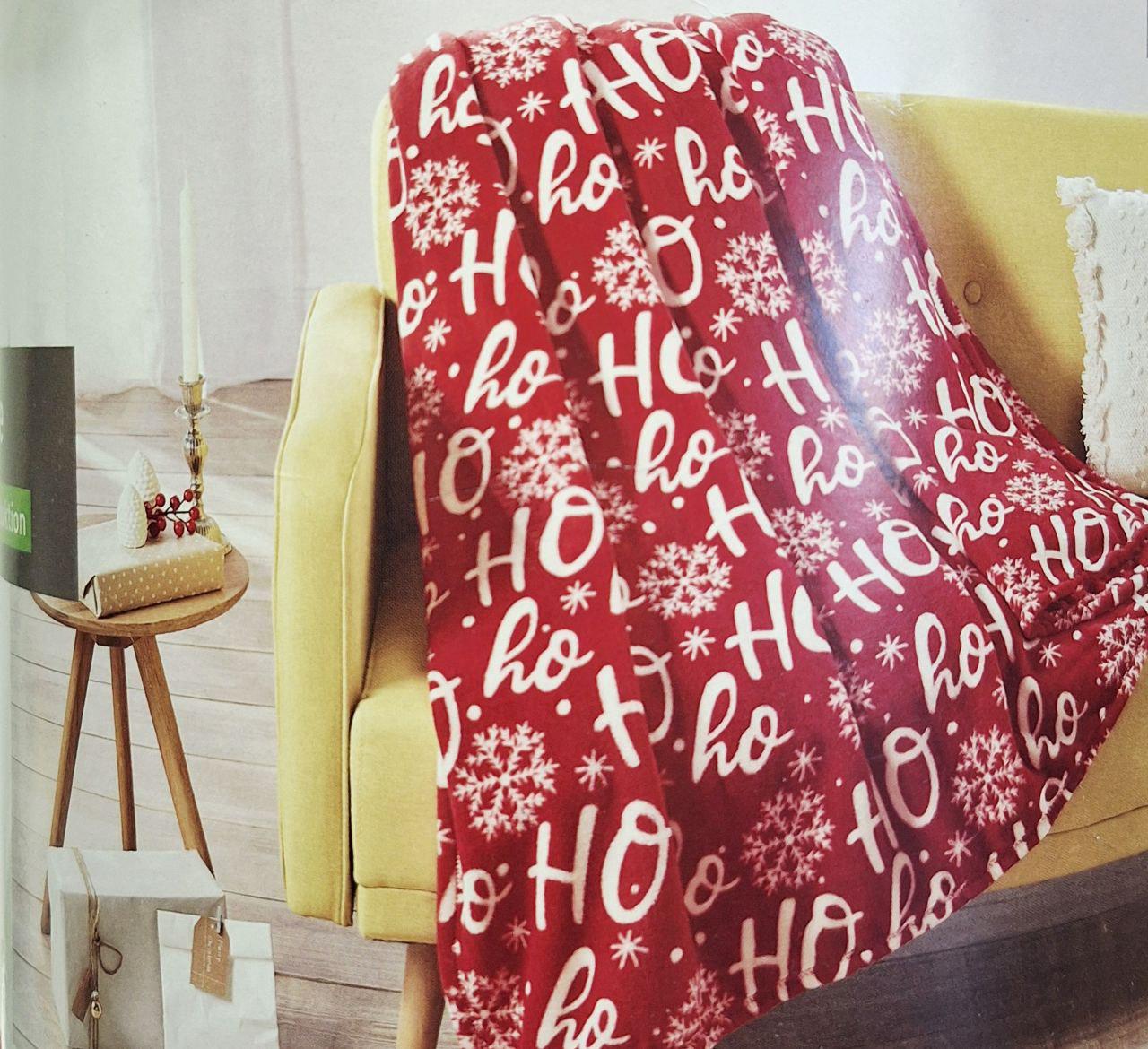 Плед флисовый Livarno Home 180x220 см Красный с надписями (1354)