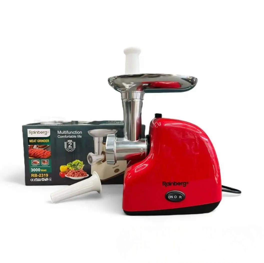 М'ясорубка електрична Rainberg RB-2319 3000 Вт з реверсом Червоний (ML-05082)