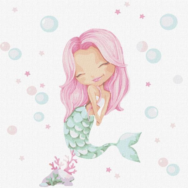 Картина по номерам Идейка супергерои Розовая русалочка 30х30 см в термопакете (KHO2382)