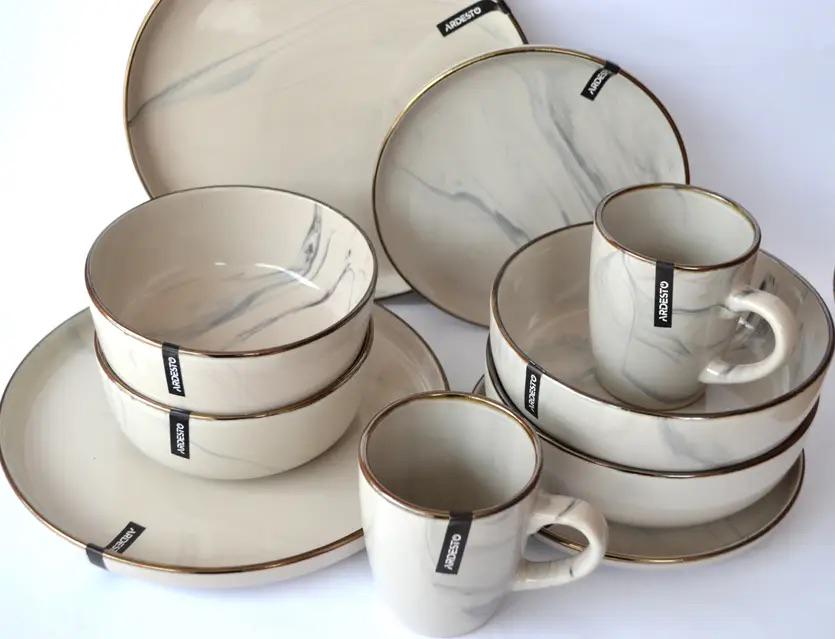 Сервиз столовый Ardesto Marmo AR0018MRBS/2 18 пр. Бежевый (8-6-5086598)