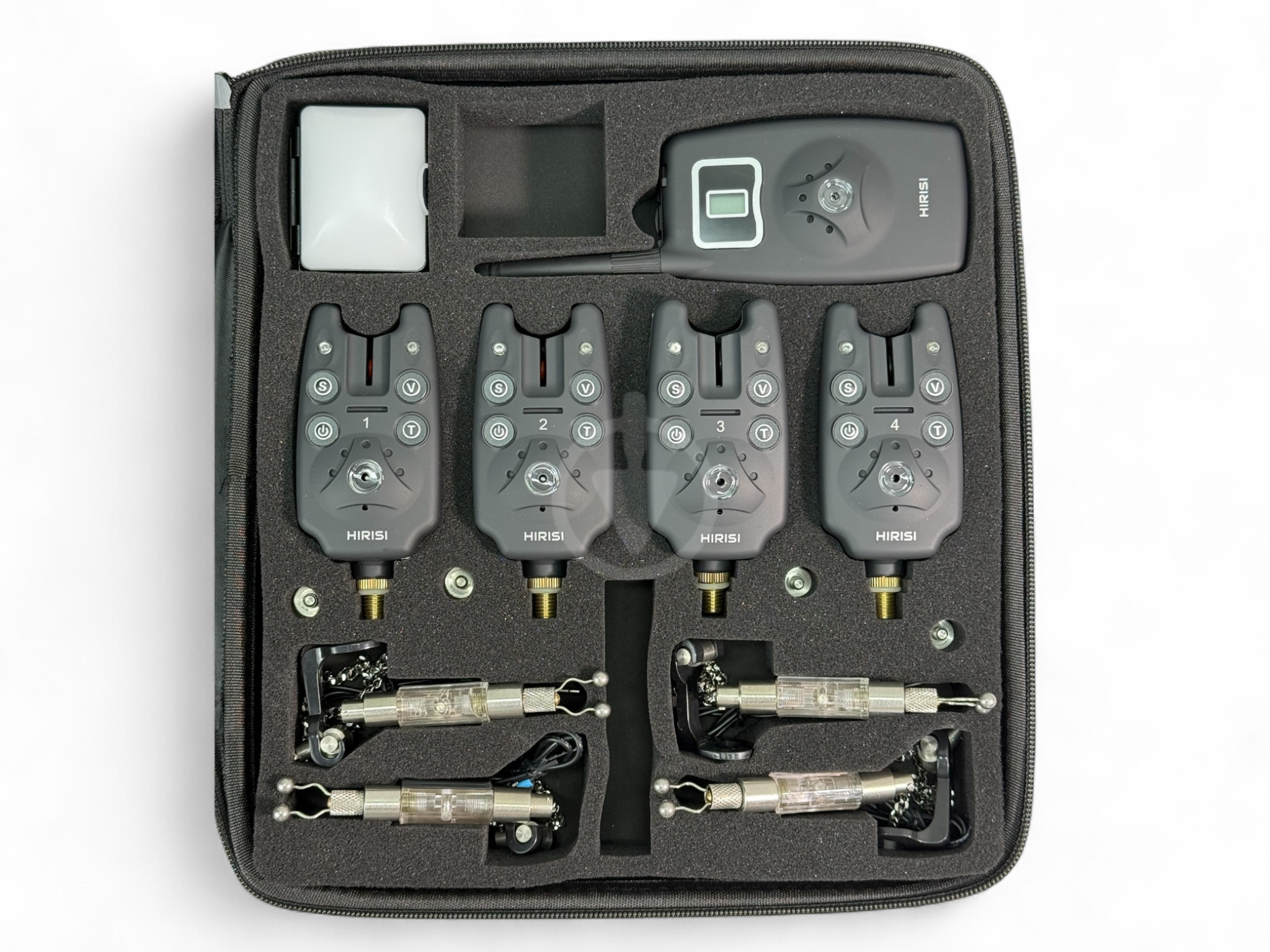 Карповые сигнализаторы поклевки с свингерами Hirisi набор 4/1 и лампа (B1203D) - фото 3