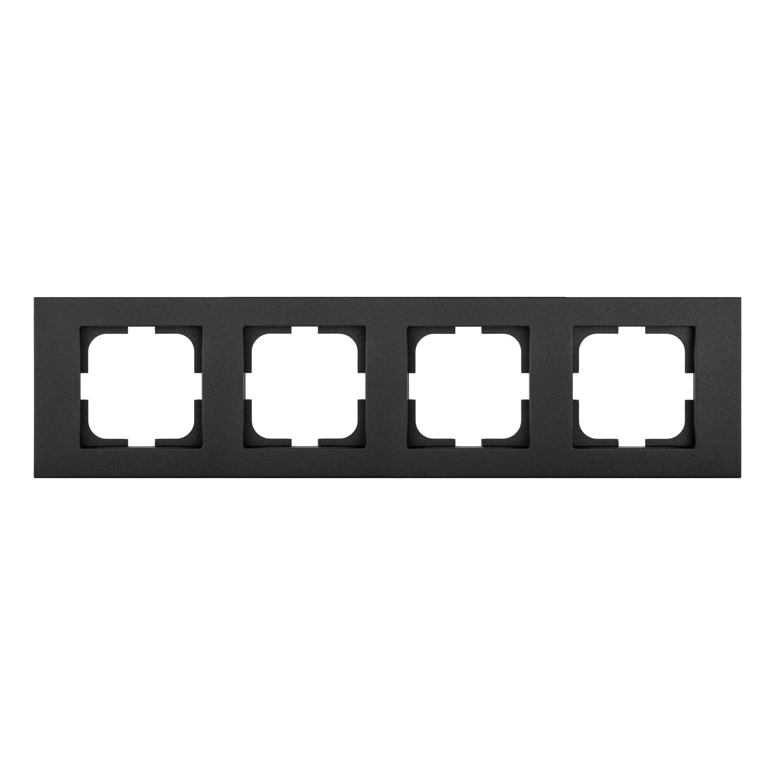 Рамка четырехместная горизонтальная Ovivo Grano Черный (00000018671)