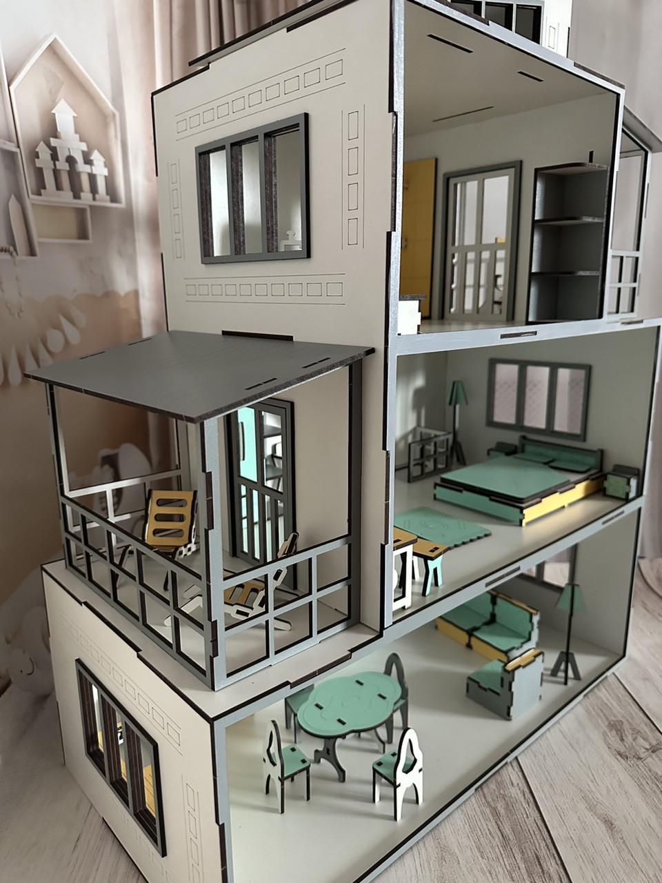 Дом кукольный деревянный Осенний с комплектом мебели (2010666862) - фото 10 Дом кукольный деревянный Осенний с комплектом мебели (2010666862) - фото 10