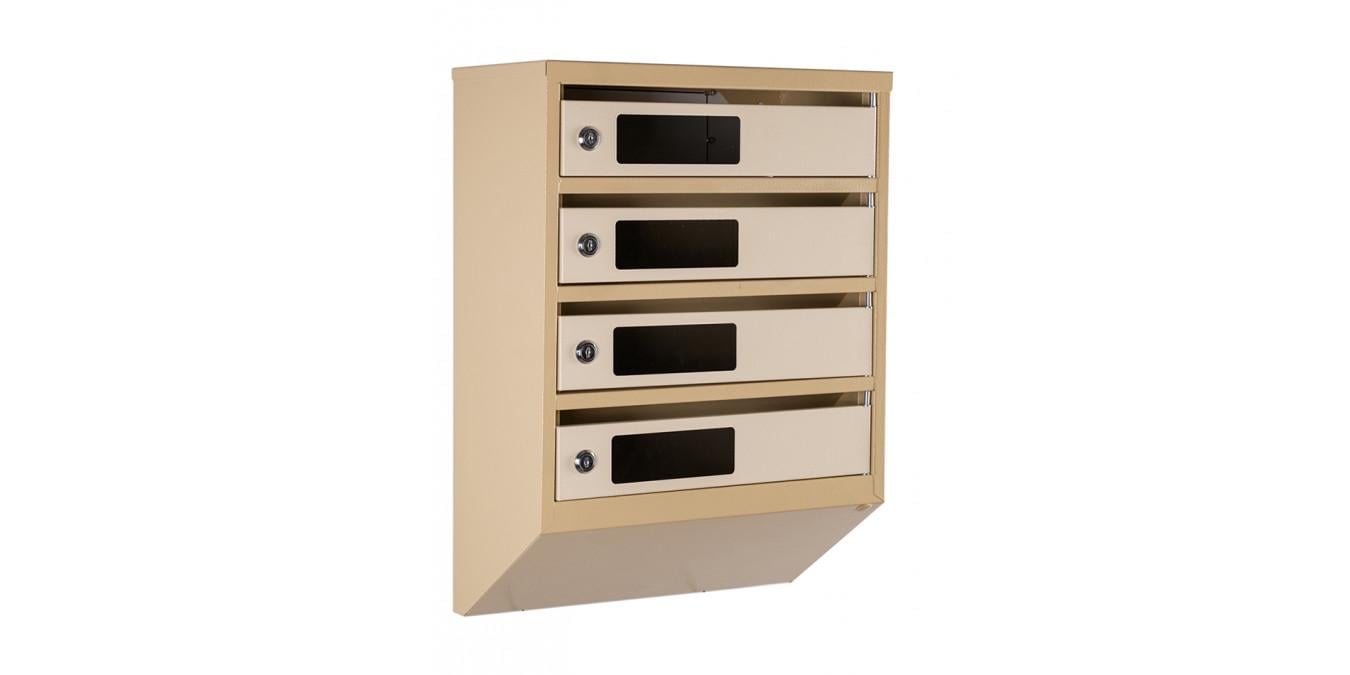 Почтовый ящик многосекционный Галіндустрія ЯП-04-С вертикальный из металла на 4 квартиры 390х550х200 мм Бежевый (124-119-000004188)