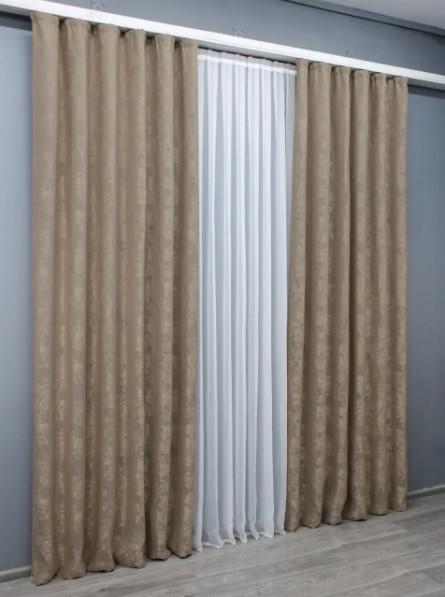 Тканина для штор Sultan XO жакард Темно-бежевий (1680ш) - фото 2 Тканина для штор Sultan XO жакард Темно-бежевий (1680ш) - фото 2