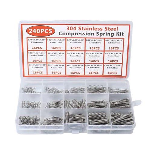 Набір пружин стиснення 0,3–0,5 мм з нержавіючої сталі для механіки та моделювання 240 шт. (905-4f246)