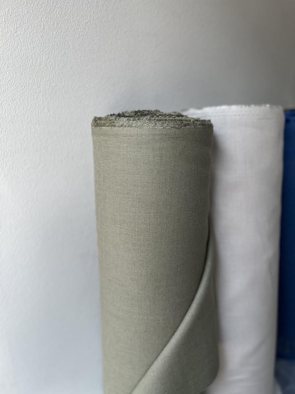 Ткань LINEN PLUS 52% льна и 48% хлопка 143 см 594 Хаки - фото 2