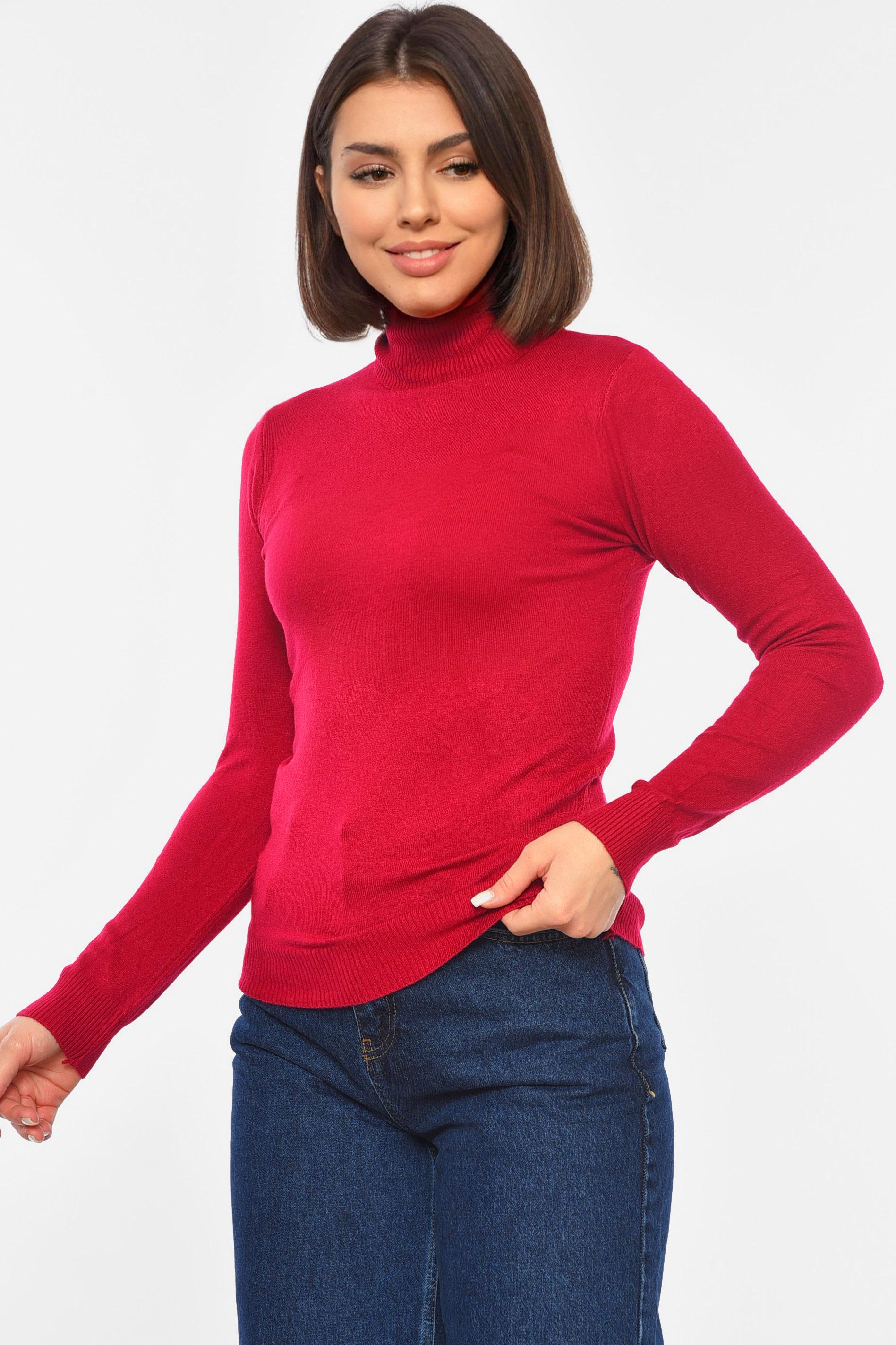 Гольф женский трикотажный S-M Бордовый (191843) - фото 2 Гольф женский трикотажный S-M Бордовый (191843) - фото 2