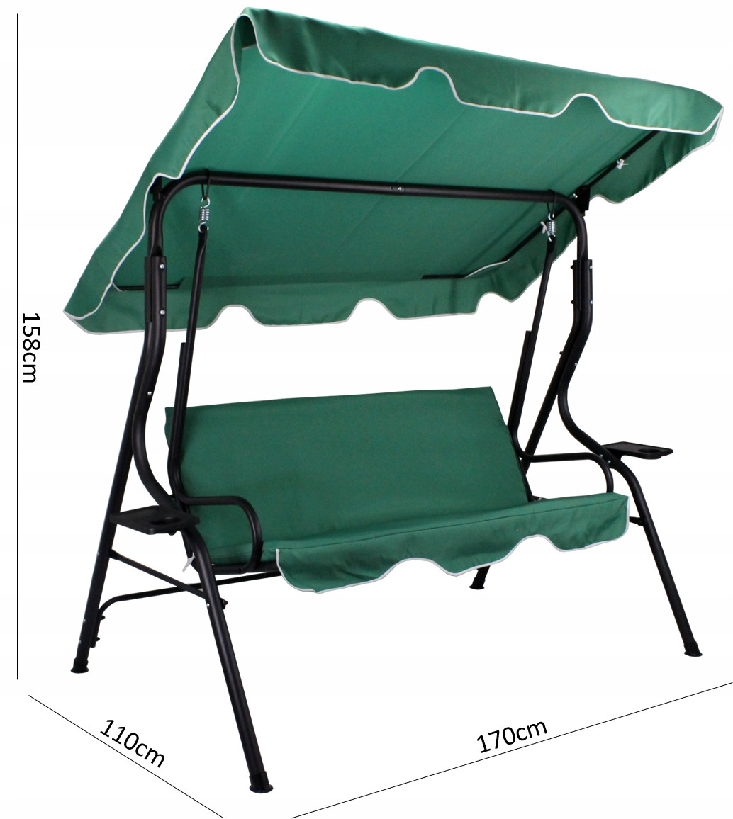 Садовые качели GardenLine VIP 170х110х153см Green (63ecfacc222710731d1ab6d2) - фото 8