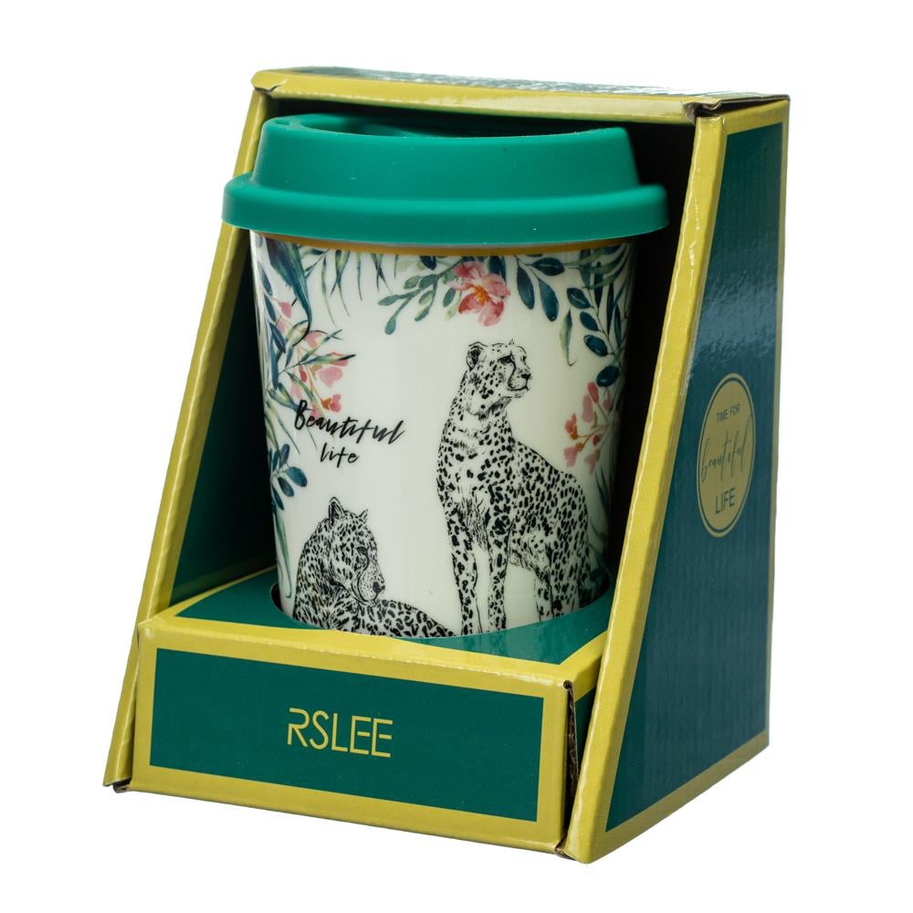 Кружка керамическая с силиконовой крышкой Elisey Beautiful life 400 мл Белый (8803-011)