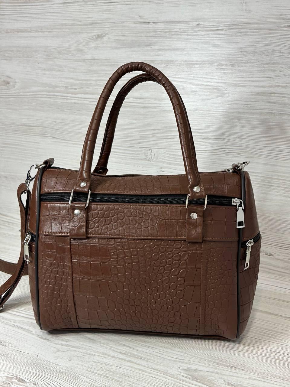 Сумка женская тисненая кожа натуральная кожа Коричневый (109042)