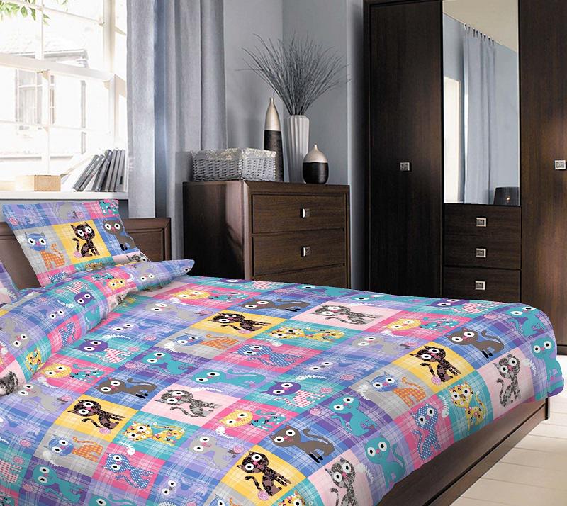 Комплект постельного белья Zastelli Cats бязь полуторный 145х210 см Разноцветный (11487)