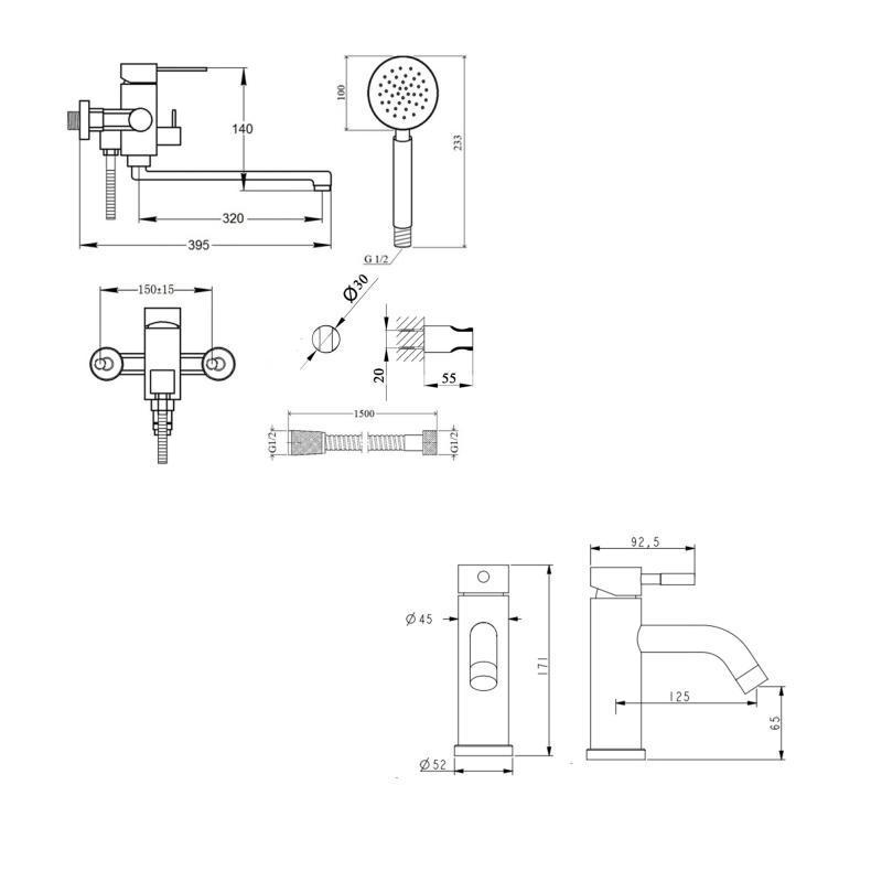 Набор смесителей для ванны Lidz Aria 052 нержавеющая сталь. - фото 2 Набор смесителей для ванны Lidz Aria 052 нержавеющая сталь. - фото 2