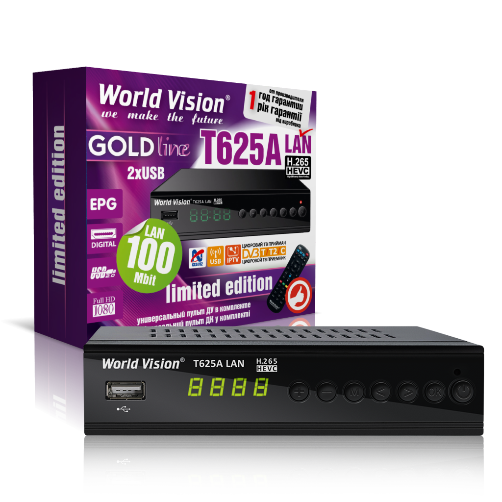 Тюнер цифровий Т2 World Vision T625A LAN металевий корпус (2259421964)