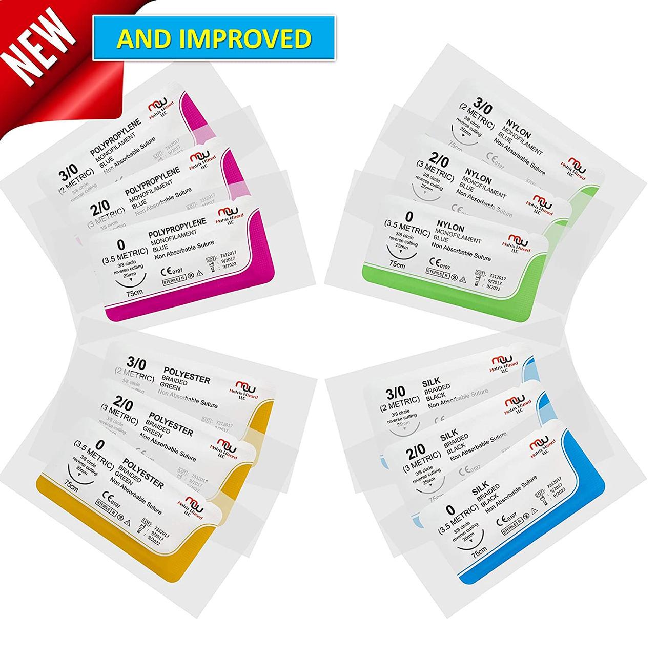 Смешанные шовные нити 12 смешанных швов с 12 инструментами - фото 4 Смешанные шовные нити 12 смешанных швов с 12 инструментами - фото 4