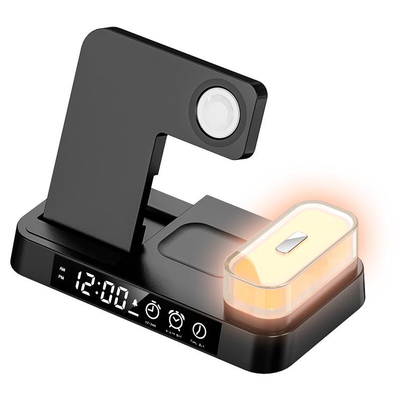 Зарядное устройство Qi XYJ A37 RGB 4в1 для Watch/Airpods/Phone Черный