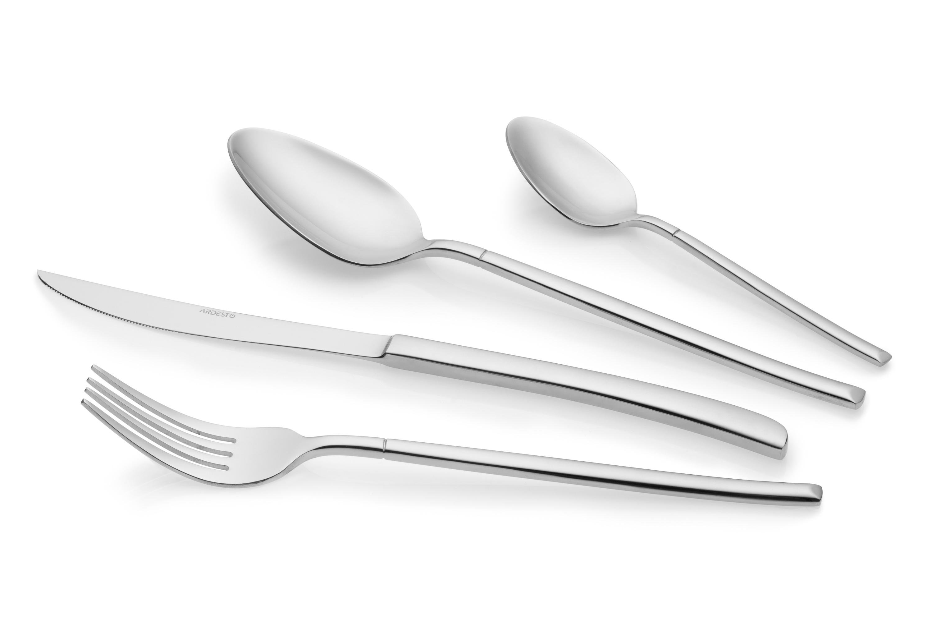 Набор столовых приборов Ardesto Black Mars Monza 24 предмета из нержавеющей стали Серебристый (AR0724MS)