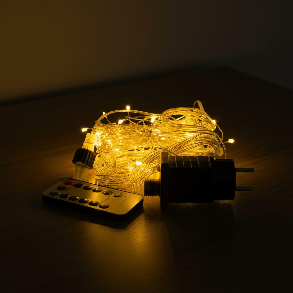 Гірлянда-штора новорічна Роса хвойна лапа мережева 3х2 м 400LED Жовтий (D400LED2MY) - фото 6 Гірлянда-штора новорічна Роса хвойна лапа мережева 3х2 м 400LED Жовтий (D400LED2MY) - фото 6