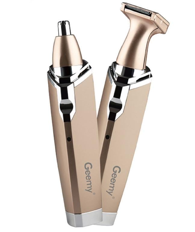 Триммер аккумуляторный Geemy GM-3110 2в1 для бороды/нос/ушей с насадками 3 Вт Золотистый (2390000056)