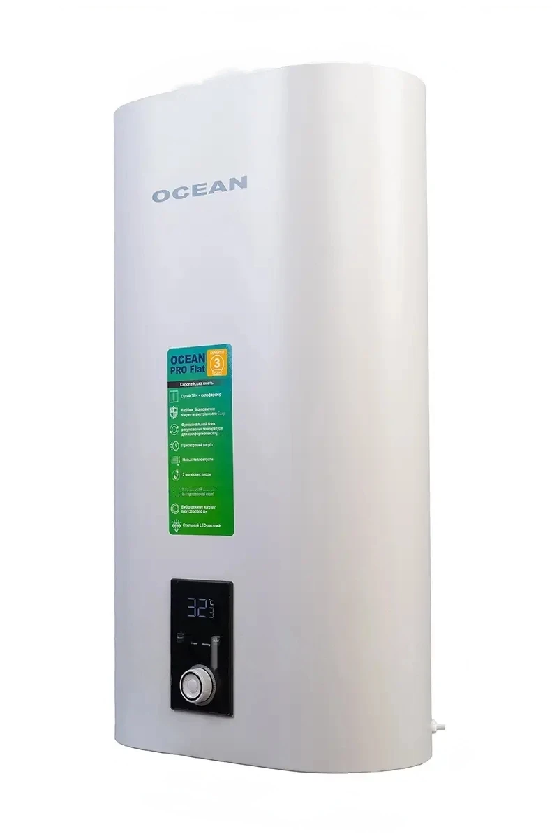 Бойлер Ocean FLAT DIGITAL 80 л 2,0 КВт эмалированный бак сухой ТЭН - фото 3