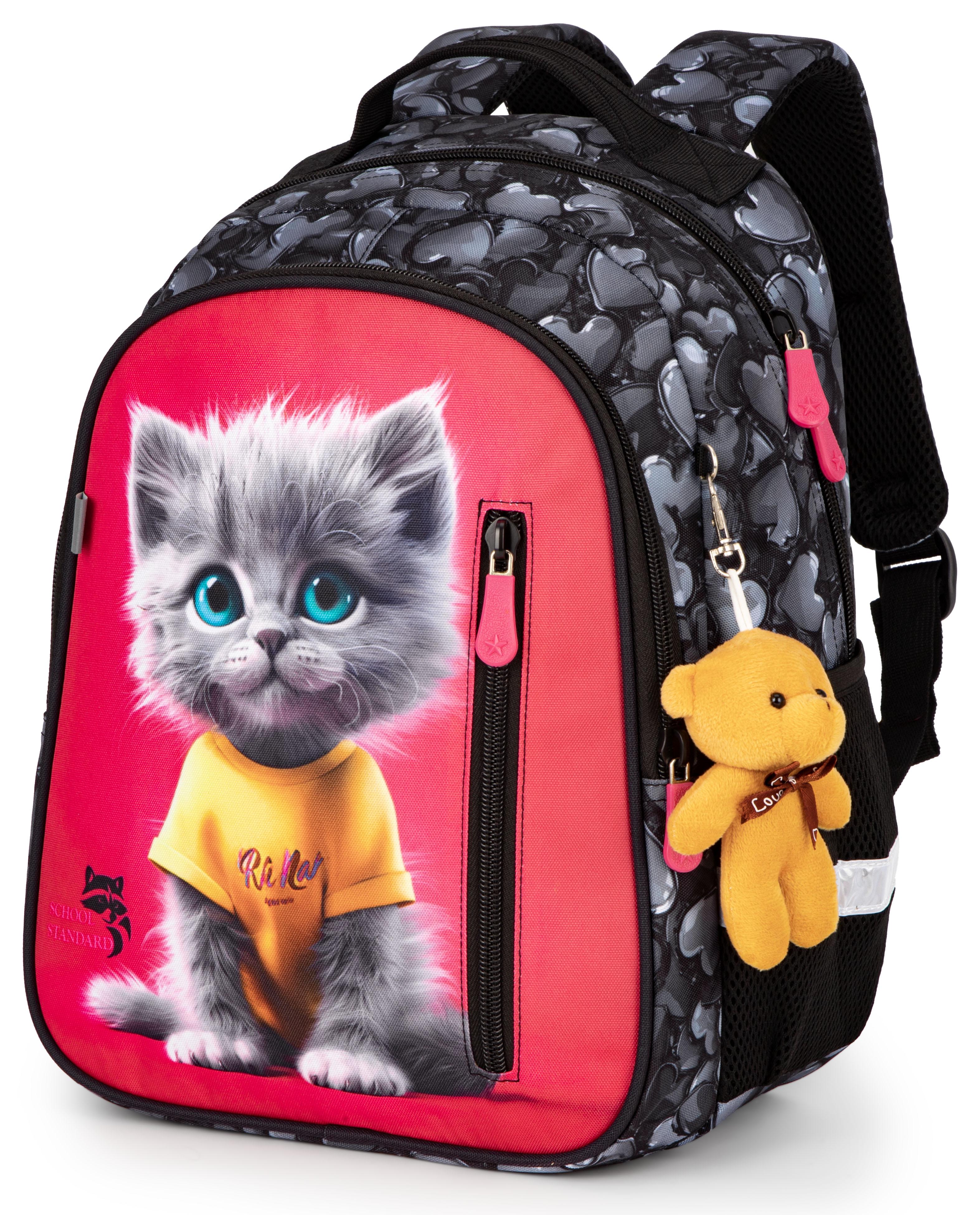 Шкільний рюкзак для дівчинки School Standard Котик ортопедичний для 1-4 класу 38х28х16 см (160-9) - фото 1