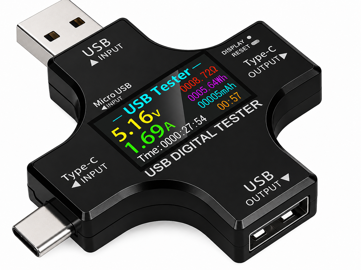 Тестер постоянного тока Atorch Type-C USB для измерения напряжения и емкости Черный (1005-961-00)
