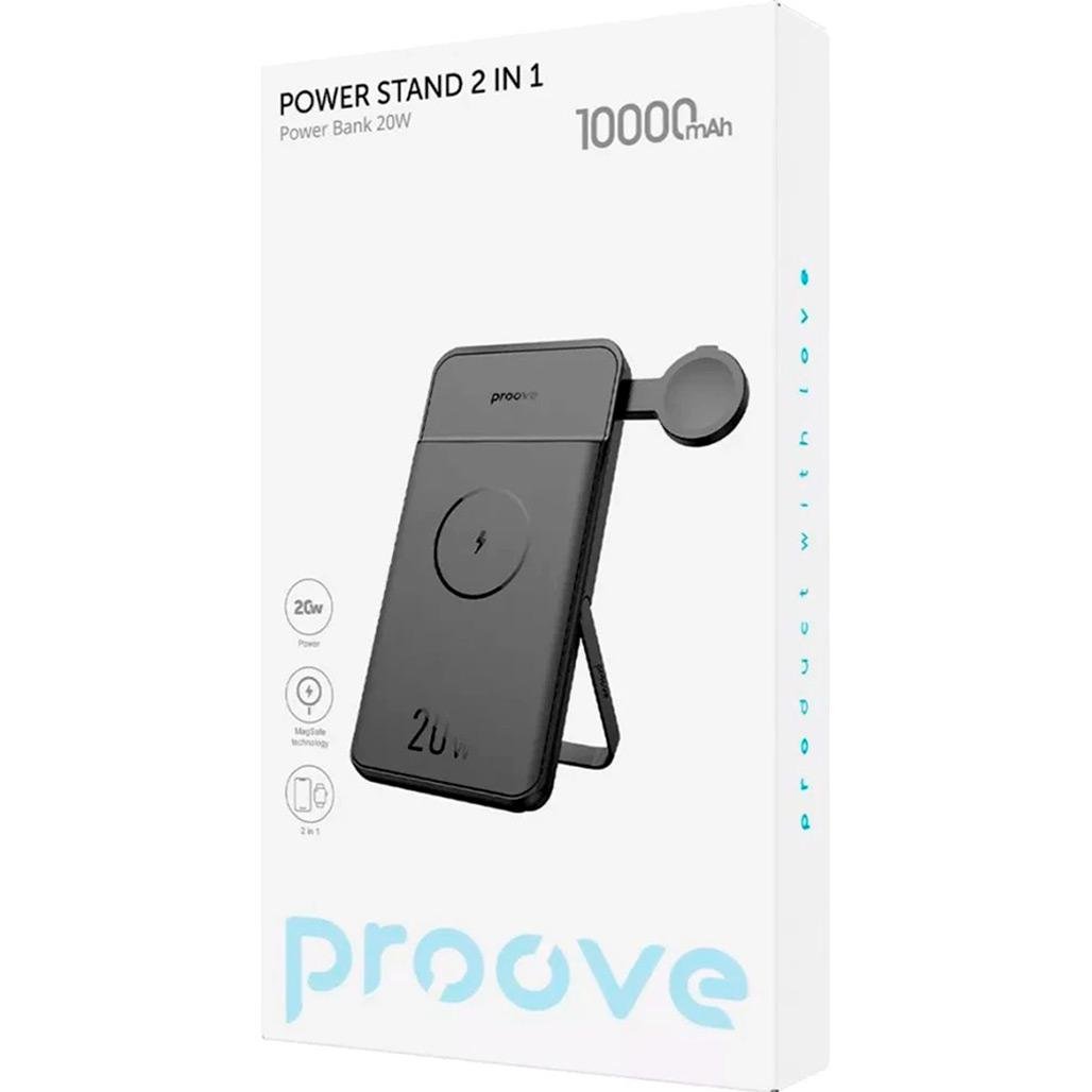 Внешний аккумулятор Proove Power Stand 2 in 1 10000 mAh 20W Black (PBPS20030001) - фото 2 Внешний аккумулятор Proove Power Stand 2 in 1 10000 mAh 20W Black (PBPS20030001) - фото 2