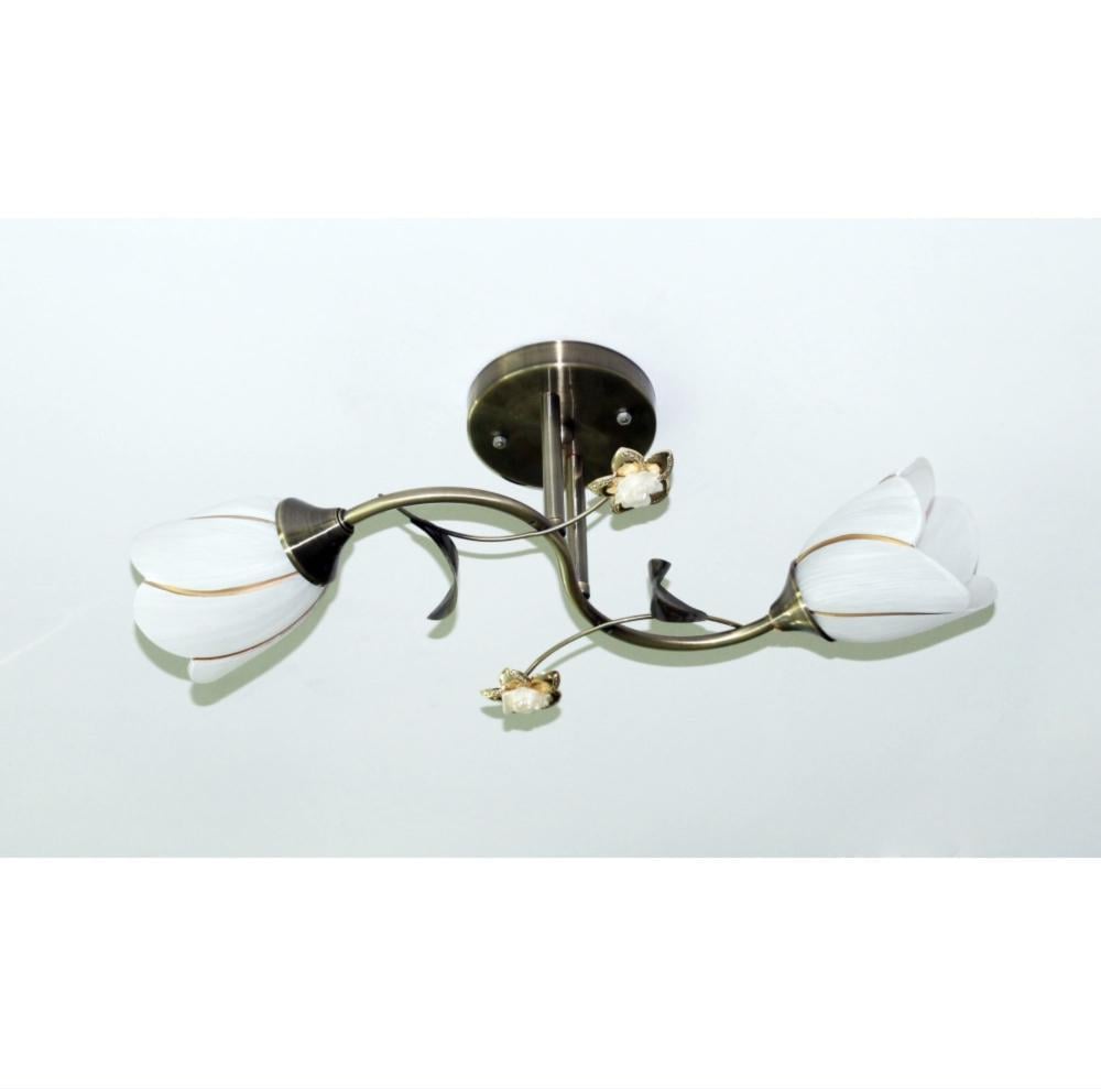 Люстра потолочная Sirius B N1508/2 на 2 плафона Бронзовый/Белый (28686206)