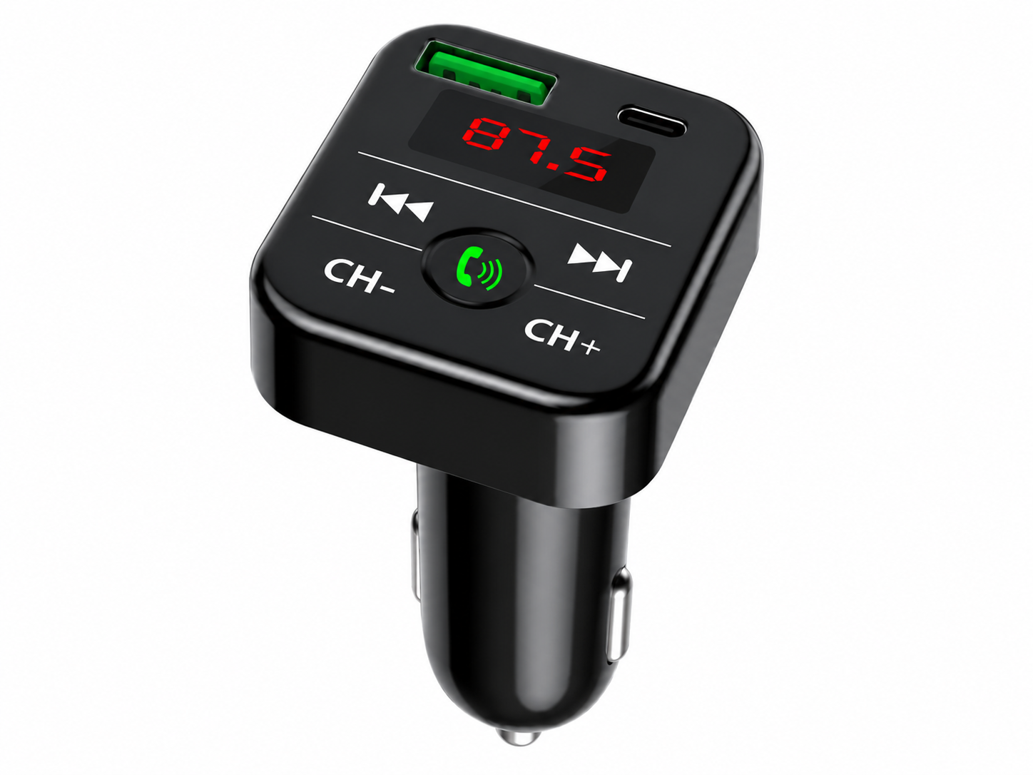 FM-трансмітер з підтримкою карт MicroSD/USB 2.0/Bluetooth 4.1 і зарядним USB 3.1A та type-C (1003-874-01)