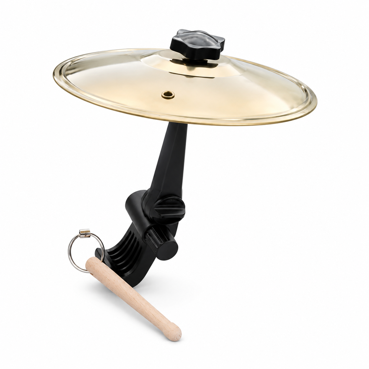 Барабанная тарелка миниатюрная автомобильная CAR Car Drum Cymbal 14 см с палочкой 9 см и регулируемым креплением на дефлектор