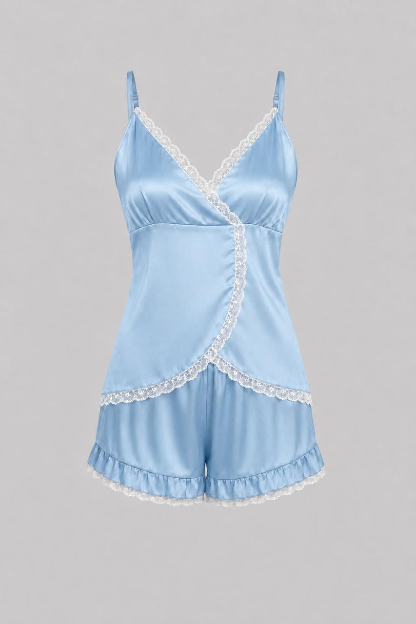 Піжама жіноча BO.Brand з мереживом XL Blue (41444)