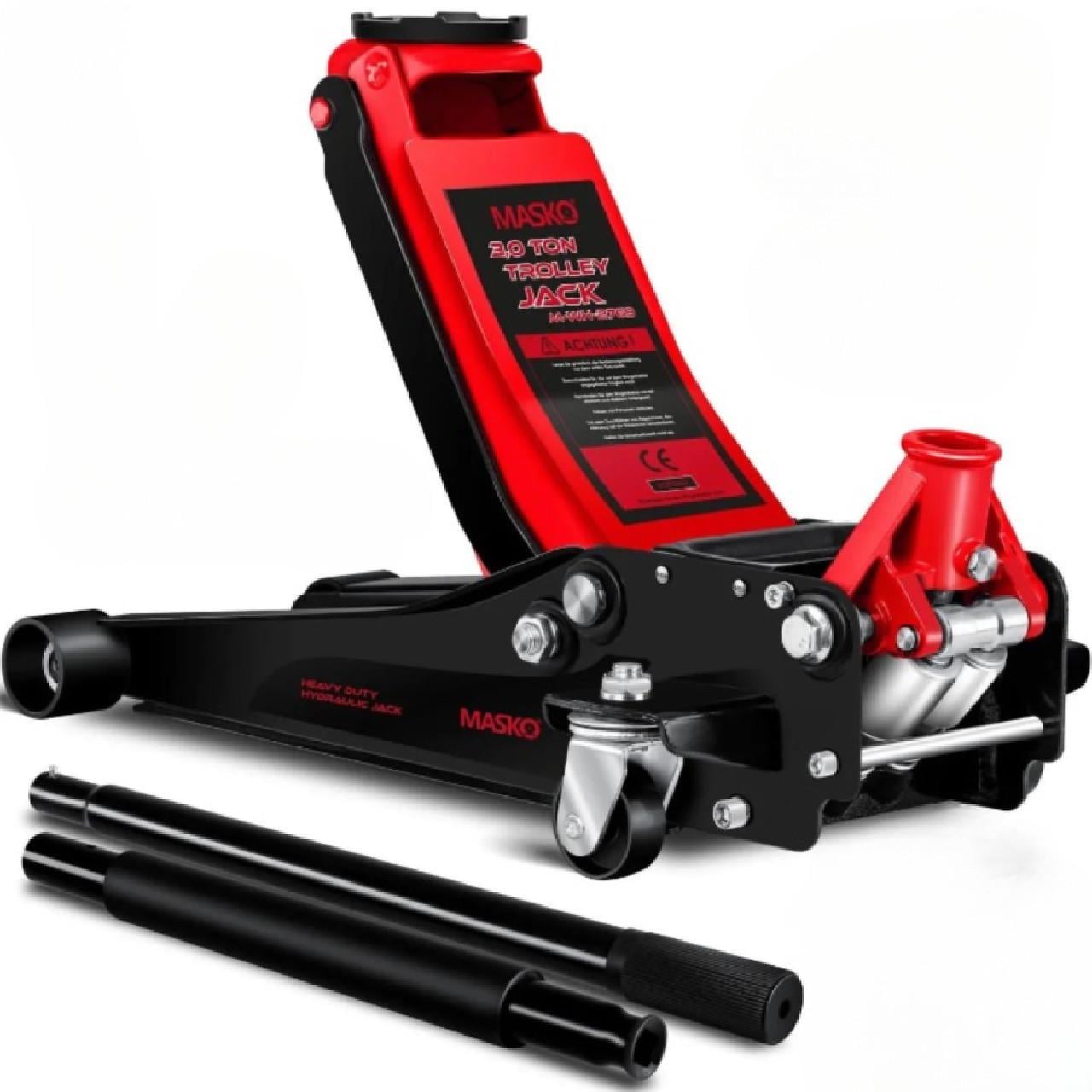 Домкрат гідравлічний автомобільний MASKO з маневровим домкратом 3 т Червоний
