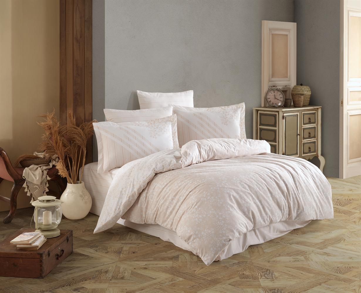 Комплект постельного белья Hobby Poplin Romance 160х220/50х70 см Бежевый