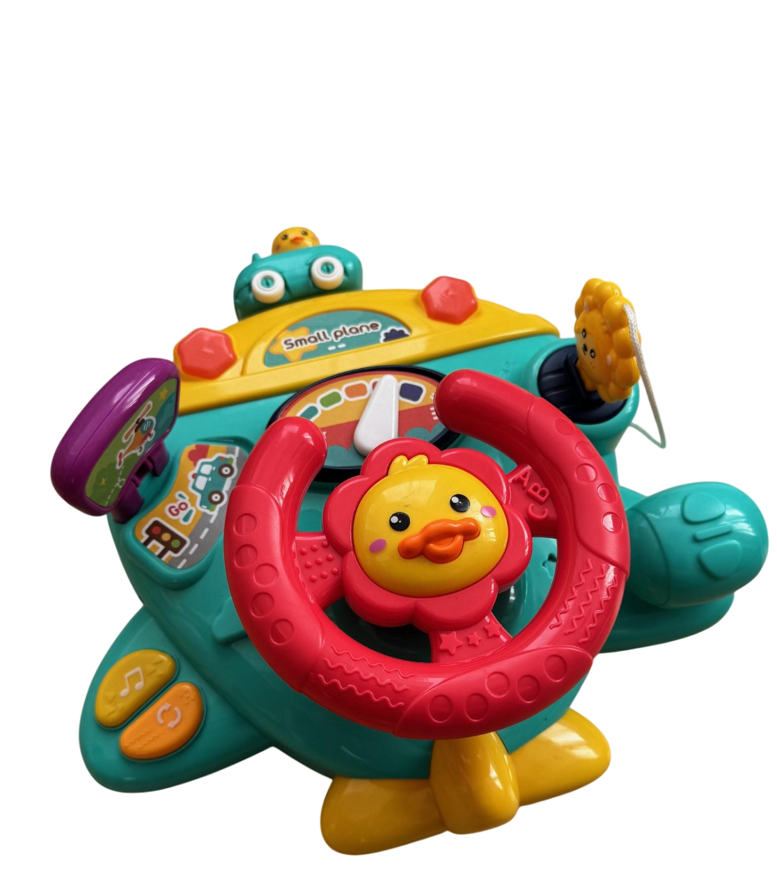 Игрушка интерактивная руль Утенок музыкальный на коляску с креплениями Бирюзовый (29666427)