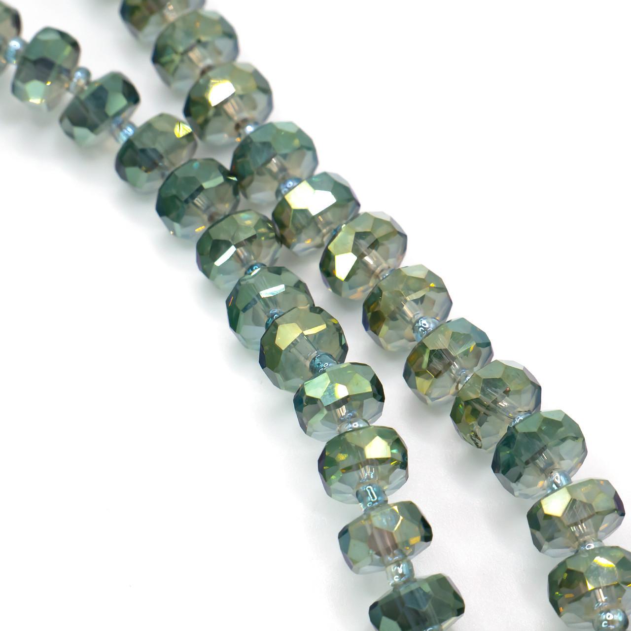 Бусины Хрусталь рондель с бисером 5х8 мм и 2х4 мм 75 см по 96 шт. Салатовый темный (БС0508а98) Бусины Хрусталь рондель с бисером 5х8 мм и 2х4 мм 75 см по 96 шт. Салатовый темный (БС0508а98)