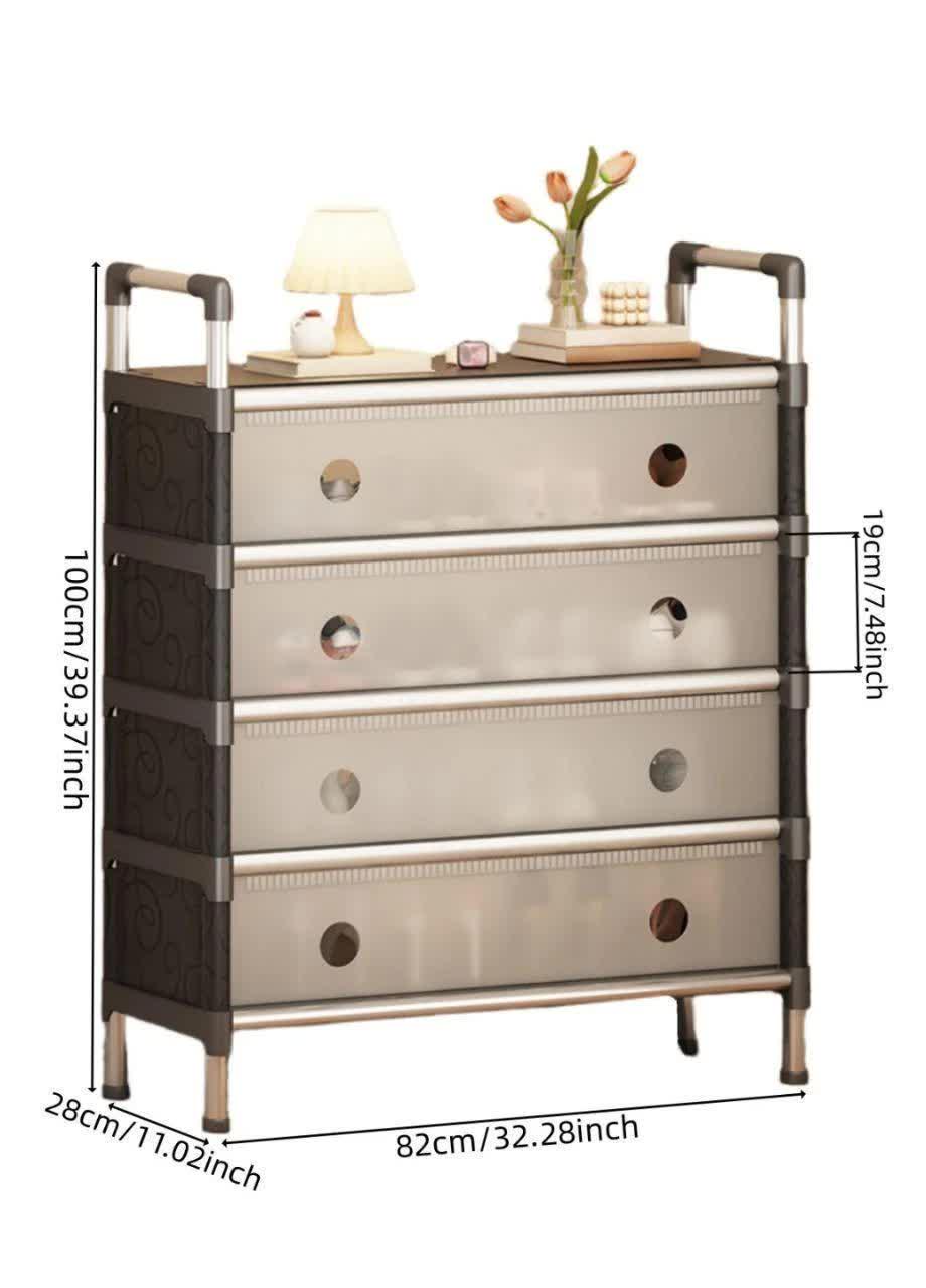 Полка для обуви пластиковая складная 28x100x63 см Черный/Белый (sklm-33) - фото 3 Полка для обуви пластиковая складная 28x100x63 см Черный/Белый (sklm-33) - фото 3