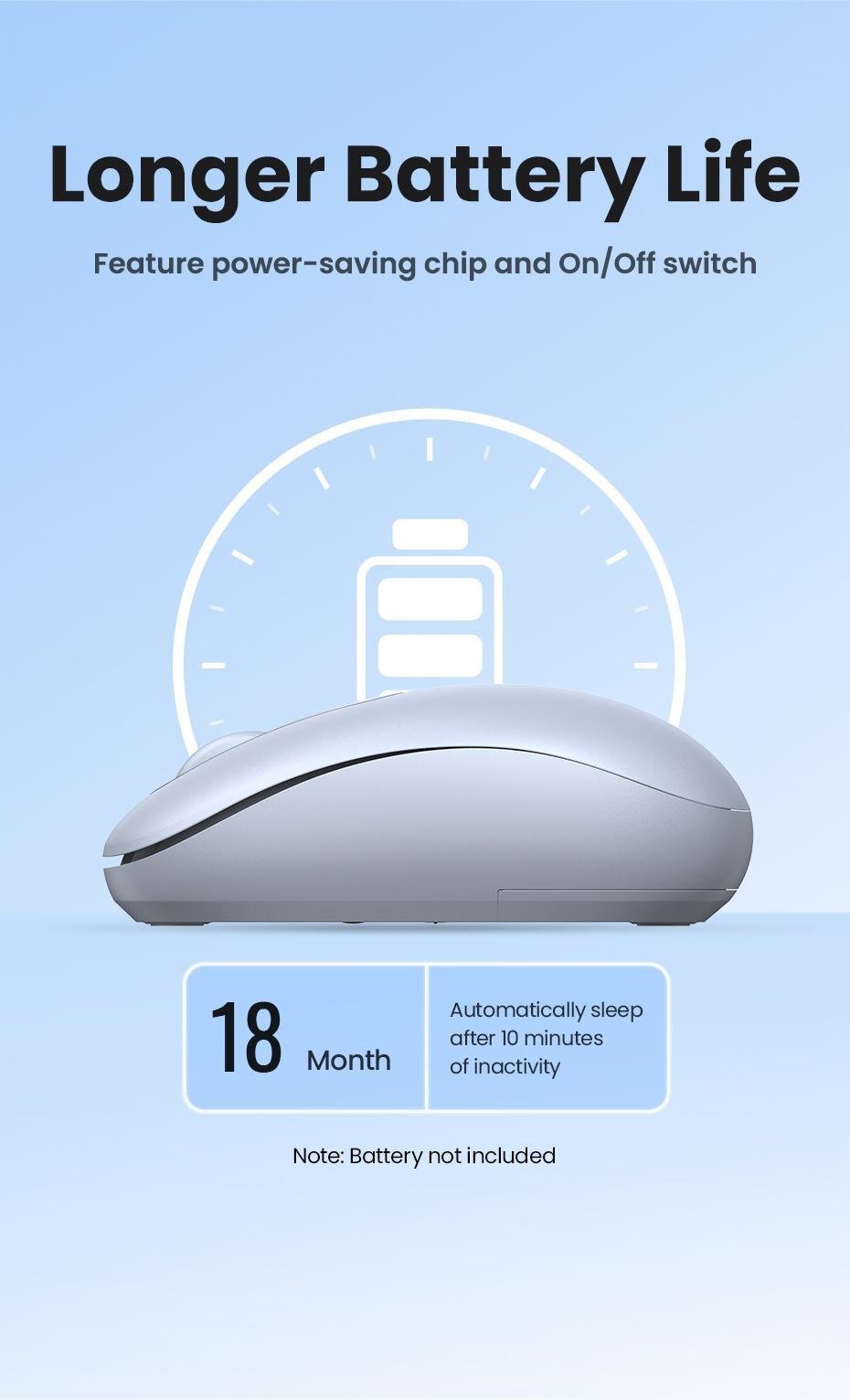 Мышь беспроводная Ugreen 2.4 ГГц 4 DPI Сине-серый (90671) - фото 4 Мышь беспроводная Ugreen 2.4 ГГц 4 DPI Сине-серый (90671) - фото 4