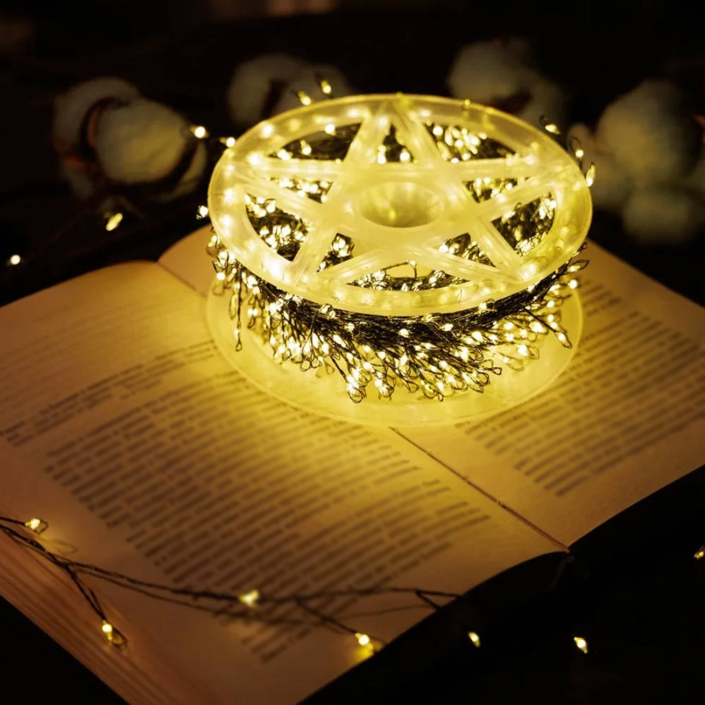 Гірлянда світлодіодна мішура Роса з пультом 1500 LED від USB та мережі 220V 8 режимів 50 м Теплий білий - фото 6